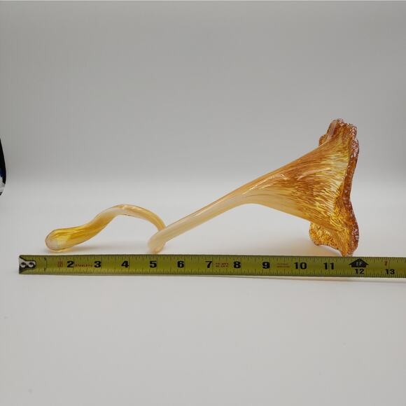 Vintage Murano Italian Glass Hand Blown Gold Open Bud Flower circa 1970s - Picture 9 of 10